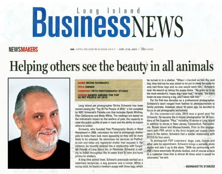 Richie in Long Island Business News Top 25 Pet People 200